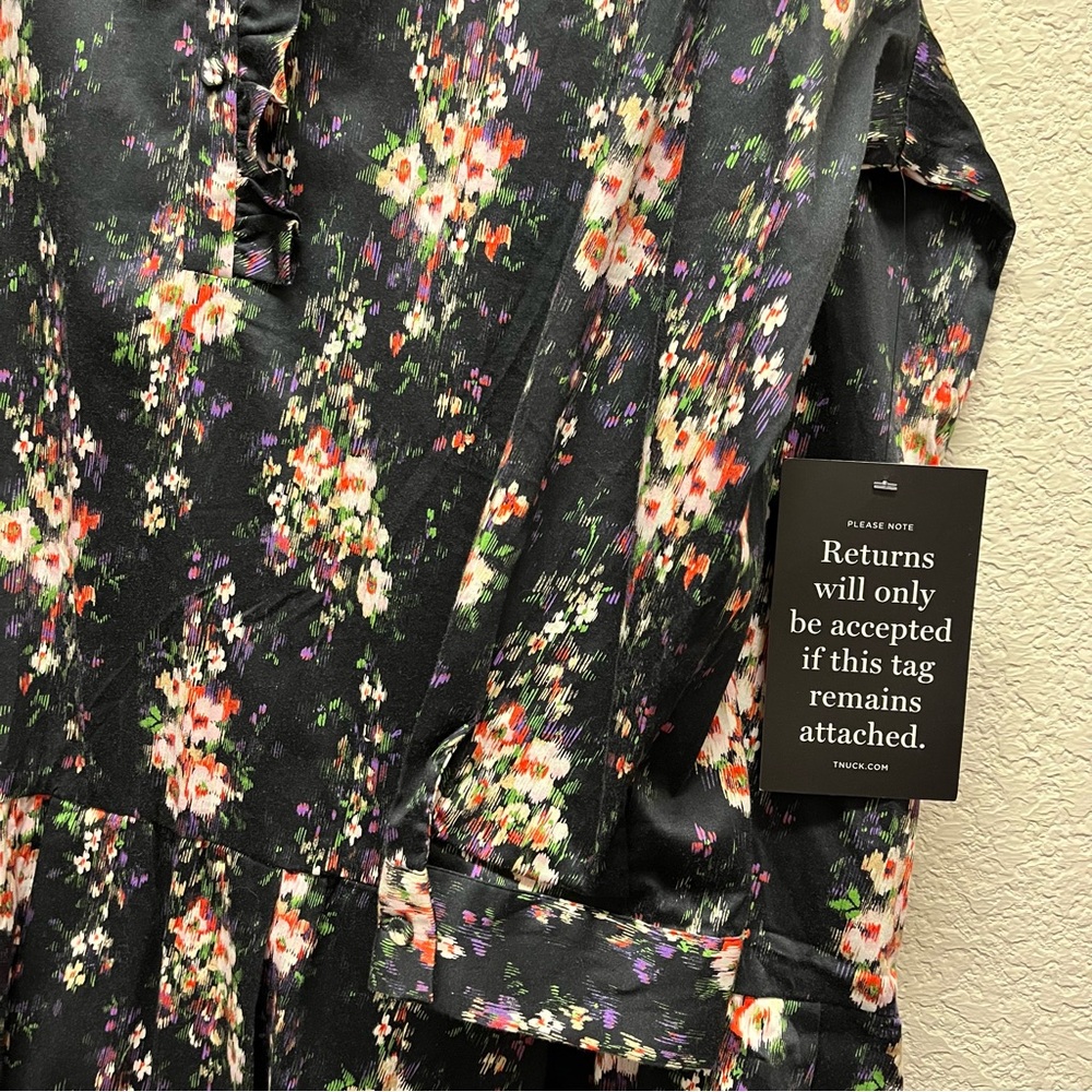 Tuckernuck Tate Dress Onyx Falling Flowers Bouquet Floral Ruffle Pleated Hem 3XL - Picture 10 of 11
